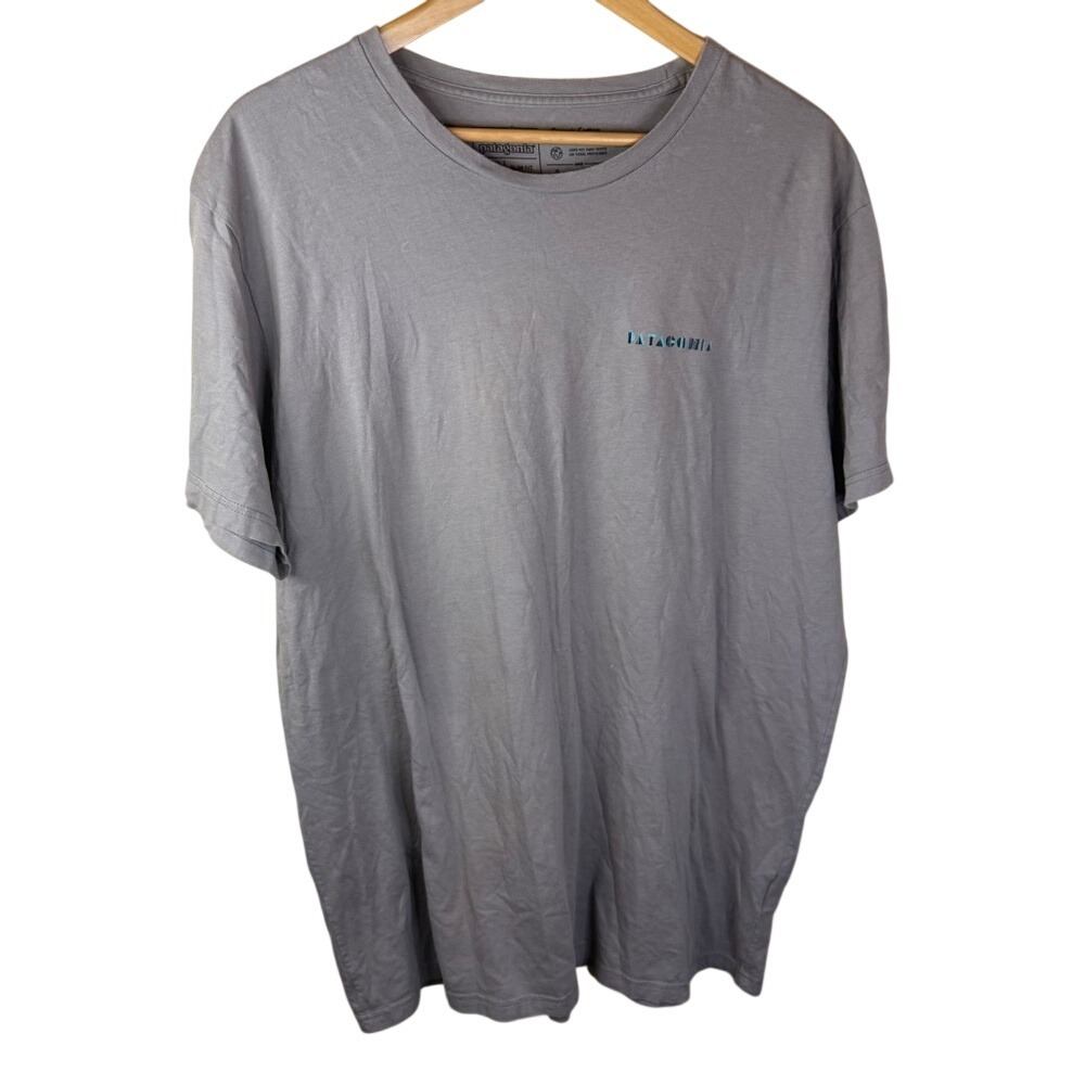 Patagonia Mens XXL Slim Fit Organic Cotton Logo Tee Shirt EUC Outdoor Activewear